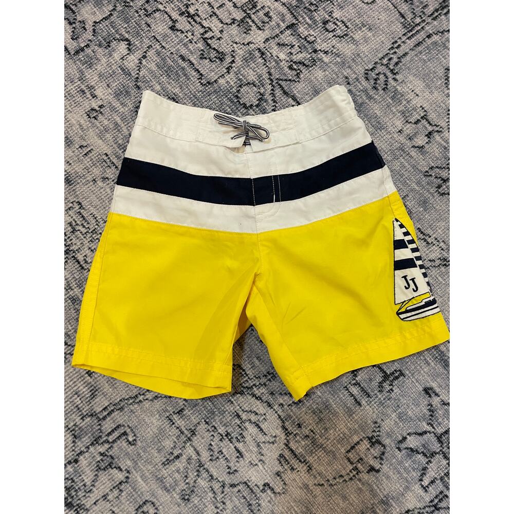 Janie & Jack Baby Boy 18-24M Yellow Navy Colorblock Sailboat Board Shorts Swim